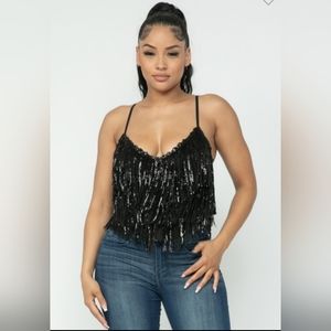 Sequin Fringe Top